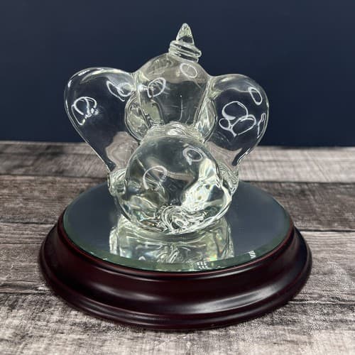 Disney ARRIBAS BROS Crystal DUMBO ELEPHANT on Wood Base with Mirror - Thumbnail 5