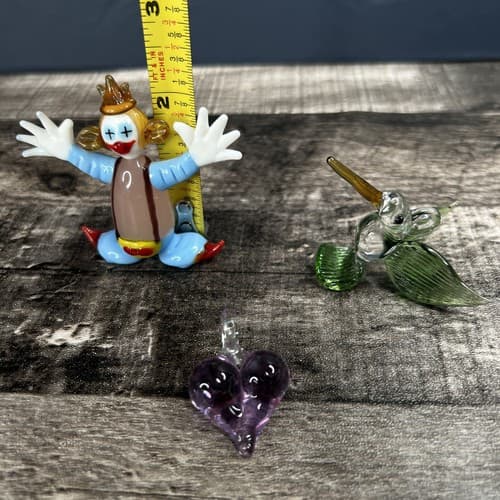 Blown Art Glass Mini Clown Hanging Humming Bird Purple Heart Creations in Glass - Thumbnail 2