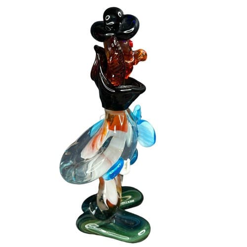 Vintage Murano 10.5" Hand Blown Glass Creepy Clown Figurine MCM - Thumbnail 10