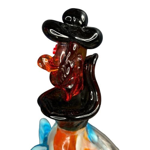 Vintage Murano 10.5" Hand Blown Glass Creepy Clown Figurine MCM - Thumbnail 3