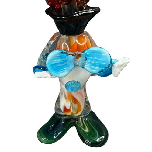 Vintage Murano 10.5" Hand Blown Glass Creepy Clown Figurine MCM - Thumbnail 5