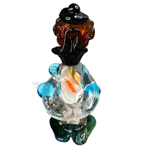 Vintage Murano 10.5" Hand Blown Glass Creepy Clown Figurine MCM - Thumbnail 7