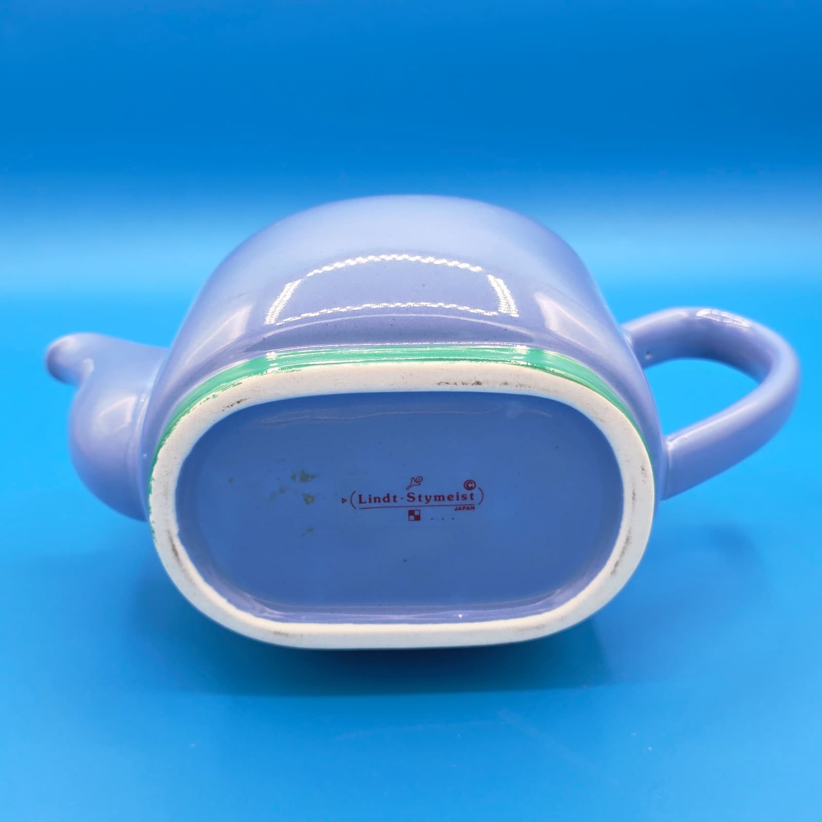 VINTAGE LINDT STYMEIST 3-Cup Teapot Blue Yellow Green Pink w/ LINDT STICKER - Thumbnail 9