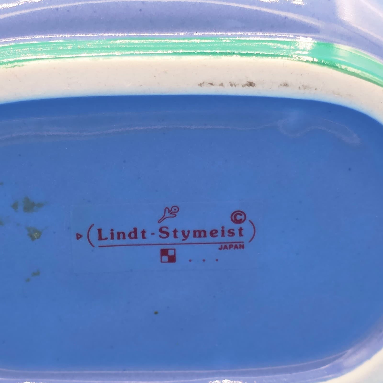 VINTAGE LINDT STYMEIST 3-Cup Teapot Blue Yellow Green Pink w/ LINDT STICKER - Thumbnail 8
