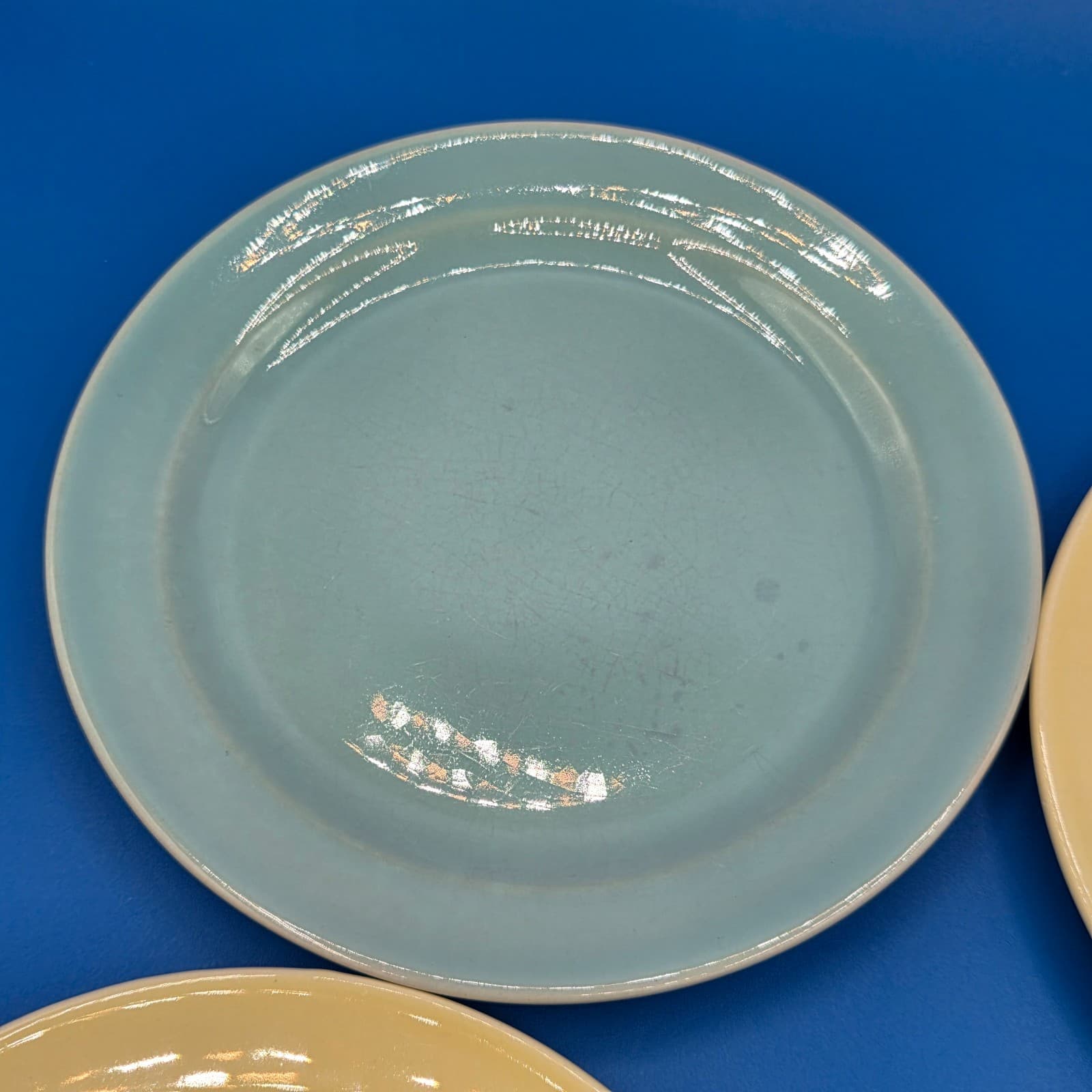 Vintage Lu-Ray Pastel Set Of 3 Bread Dessert Plate 6.5" Ceramic Blue & Yellow - Thumbnail 11