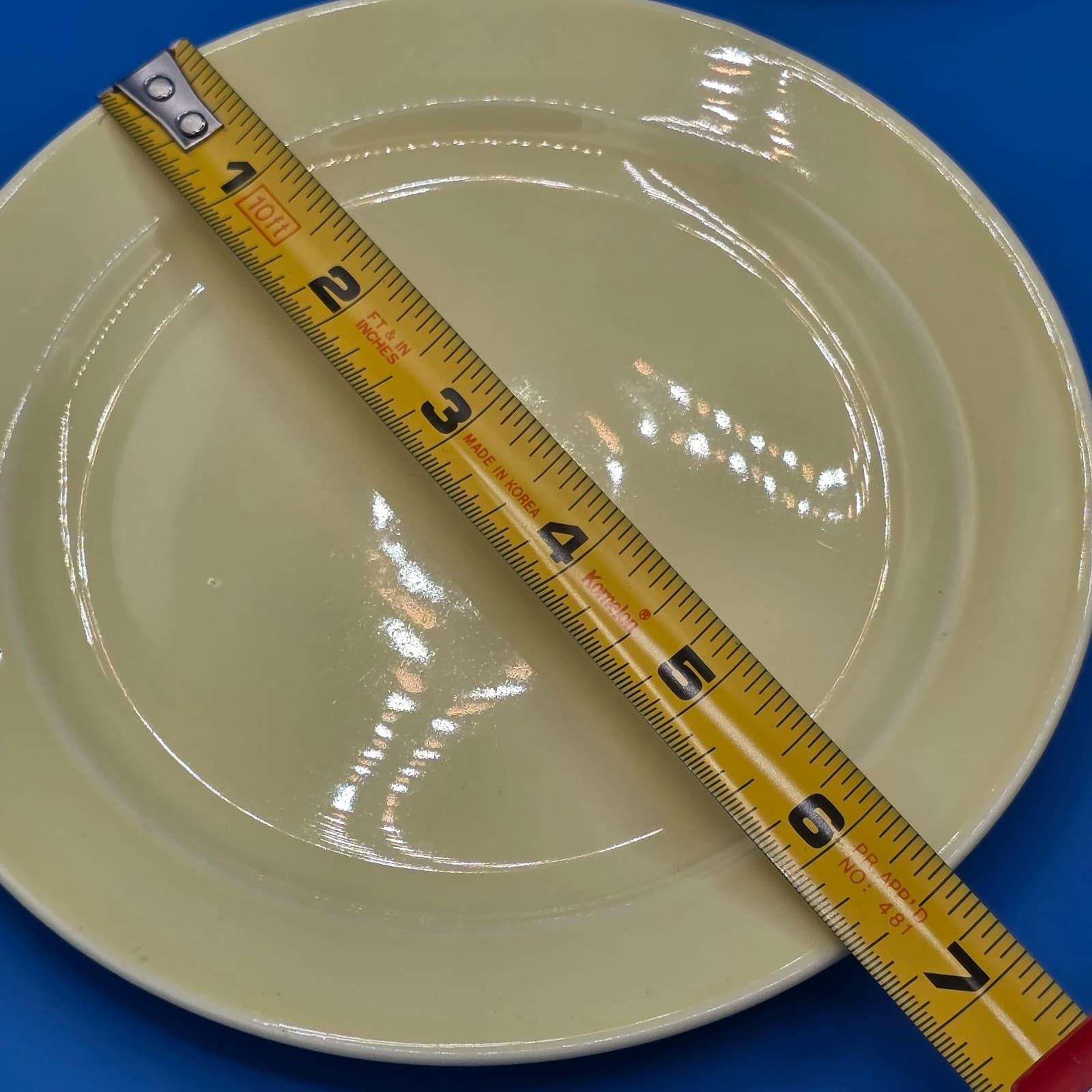 Vintage Lu-Ray Pastel Set Of 3 Bread Dessert Plate 6.5" Ceramic Blue & Yellow - Thumbnail 3