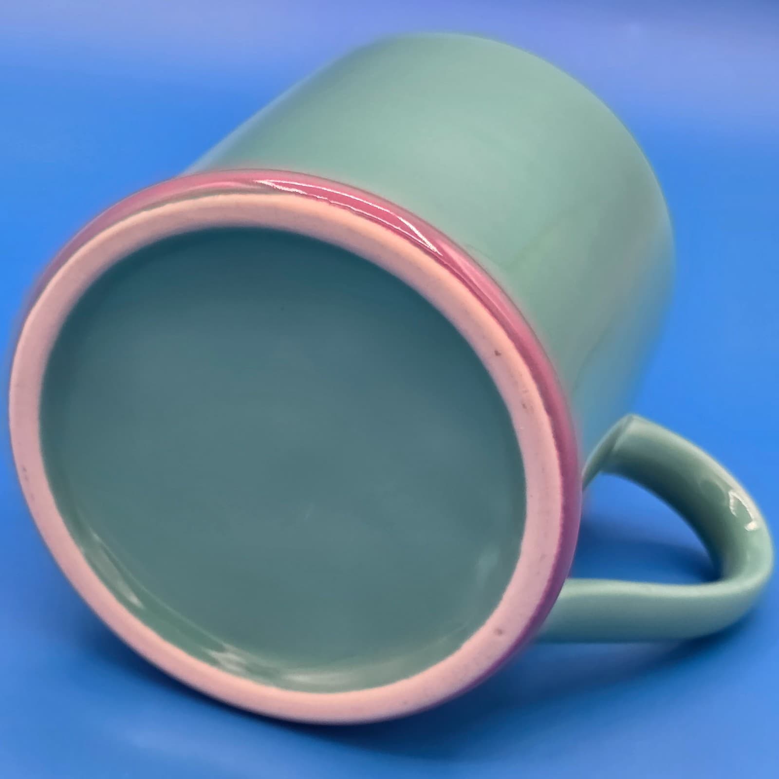 Vintage Lindt Stymeist Japan Colorways Turquois & Pink Ceramic Coffee Mug - Thumbnail 4