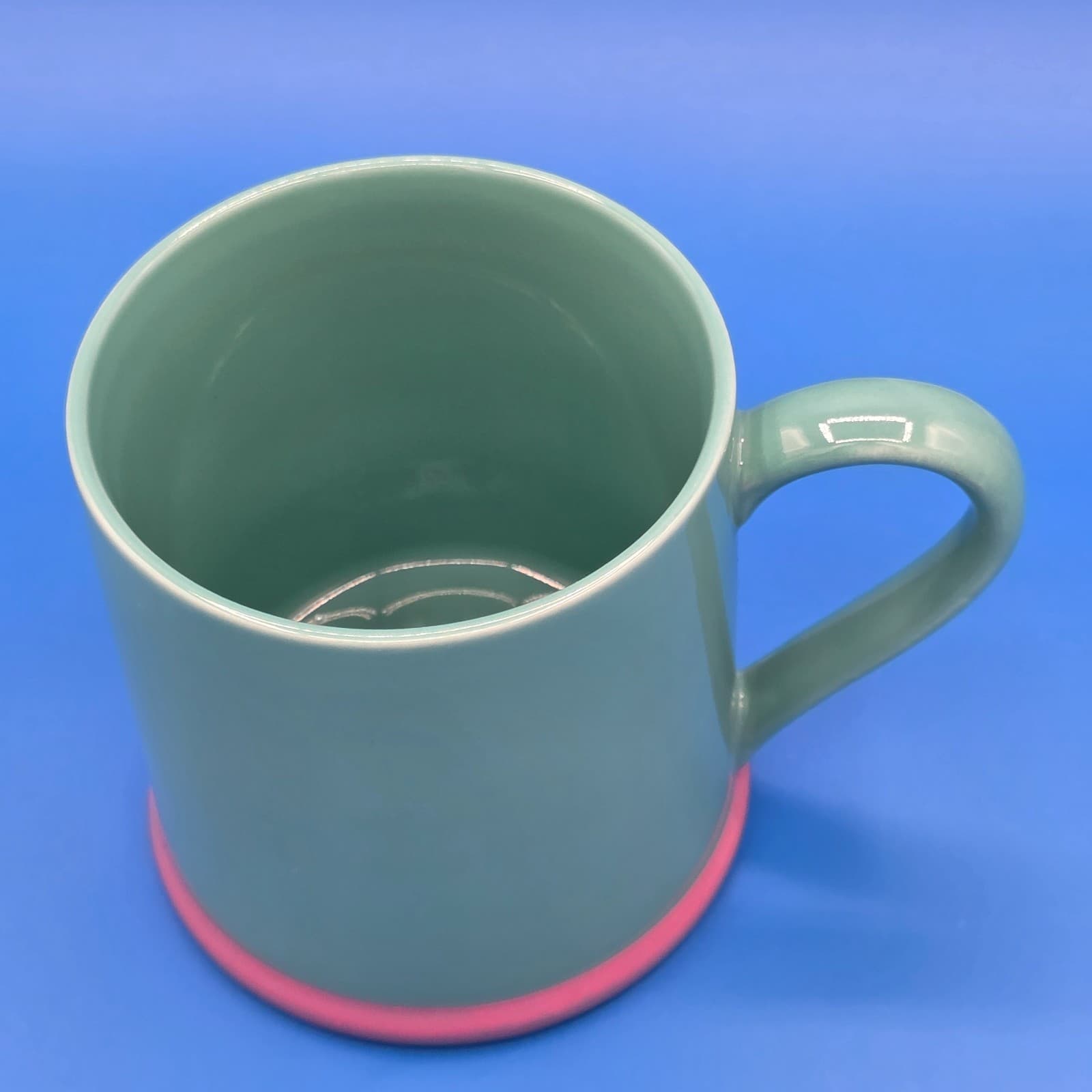 Vintage Lindt Stymeist Japan Colorways Turquois & Pink Ceramic Coffee Mug - Thumbnail 2