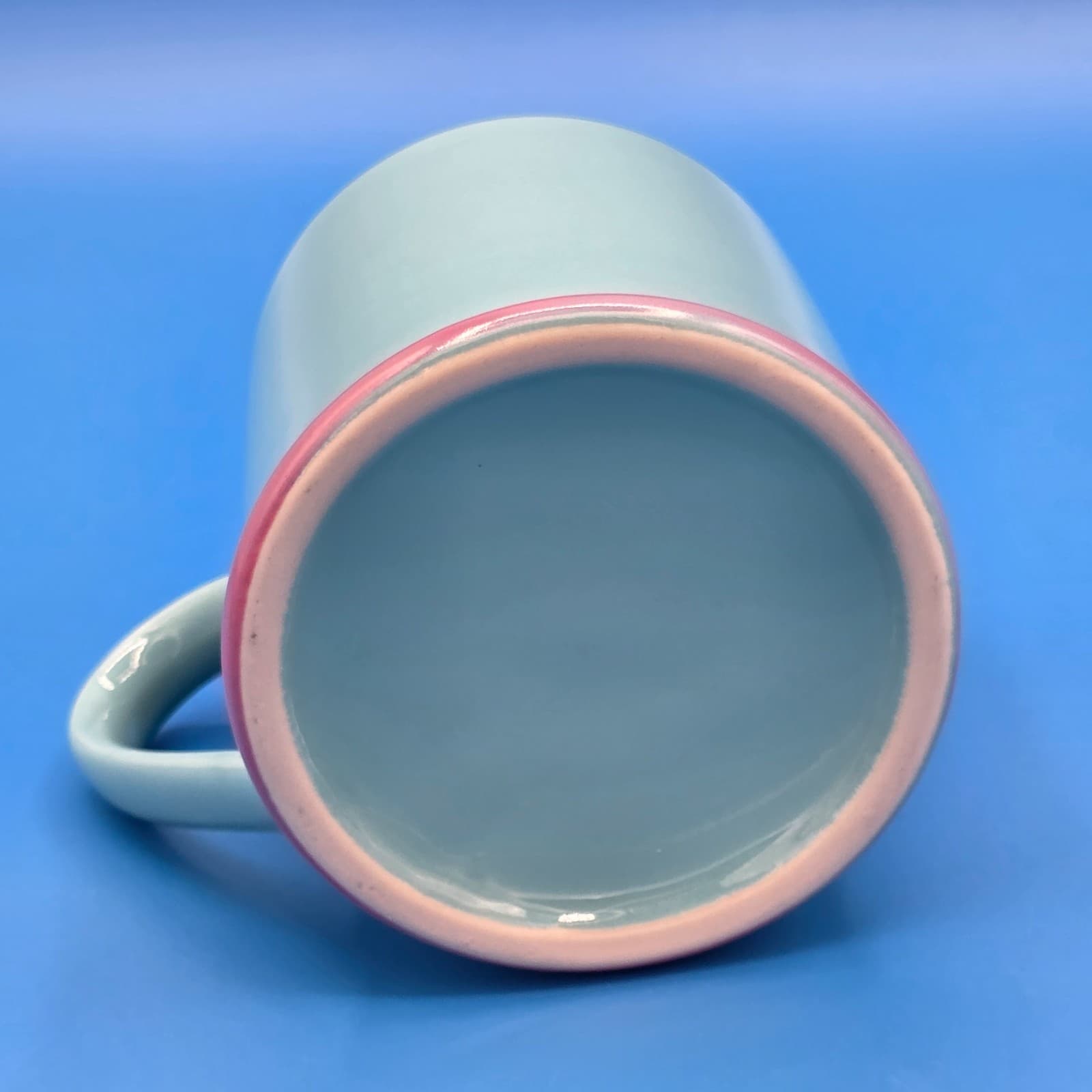 Vintage Lindt Stymeist Japan Colorways Turquois & Pink Ceramic Coffee Mug - Thumbnail 7