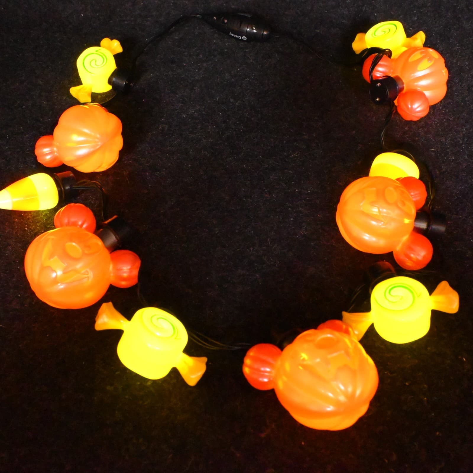 Disney Parks 2020 Halloween Mickey Mouse JOL Candy Corn Light Up Necklace Works - Thumbnail 2