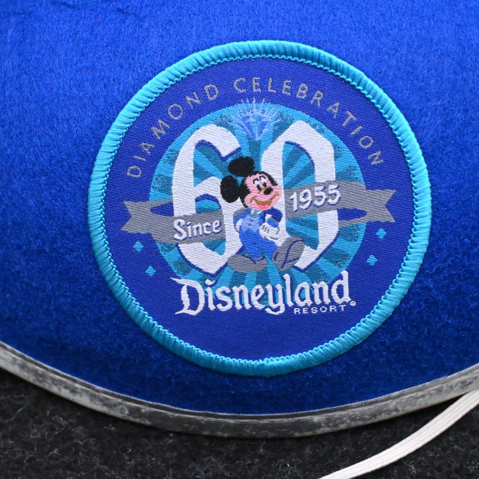 NAME STITCHED Disneyland Mickey Ear Hat 60TH ANNIVERSARY BLUE MICKEY EAR DIAMOND - Thumbnail 2