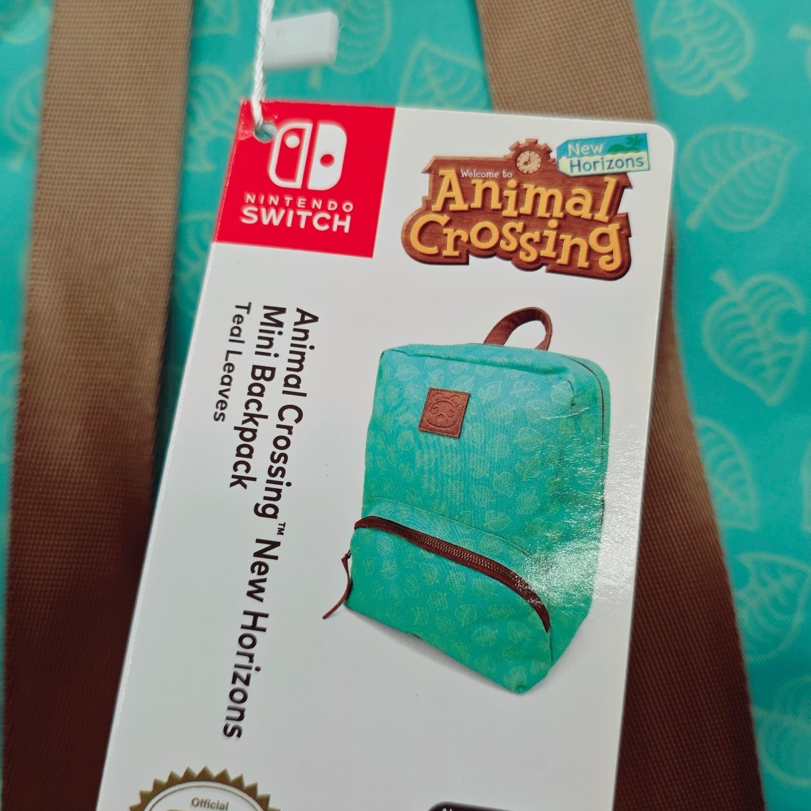 Animal Crossing New Horizons Nintendo Switch Mini Backpack Teal Leaves - Thumbnail 5