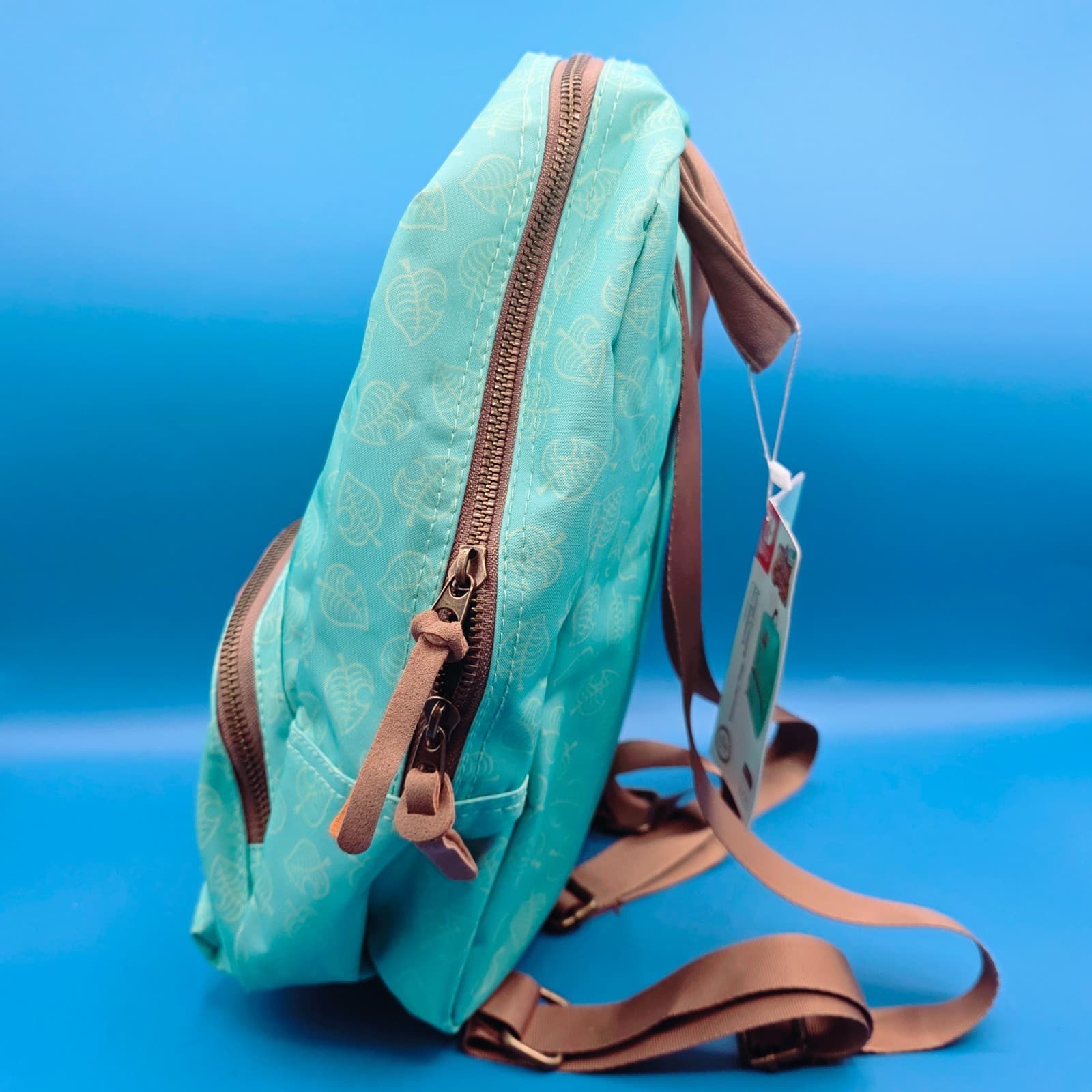 Animal Crossing New Horizons Nintendo Switch Mini Backpack Teal Leaves - Thumbnail 7