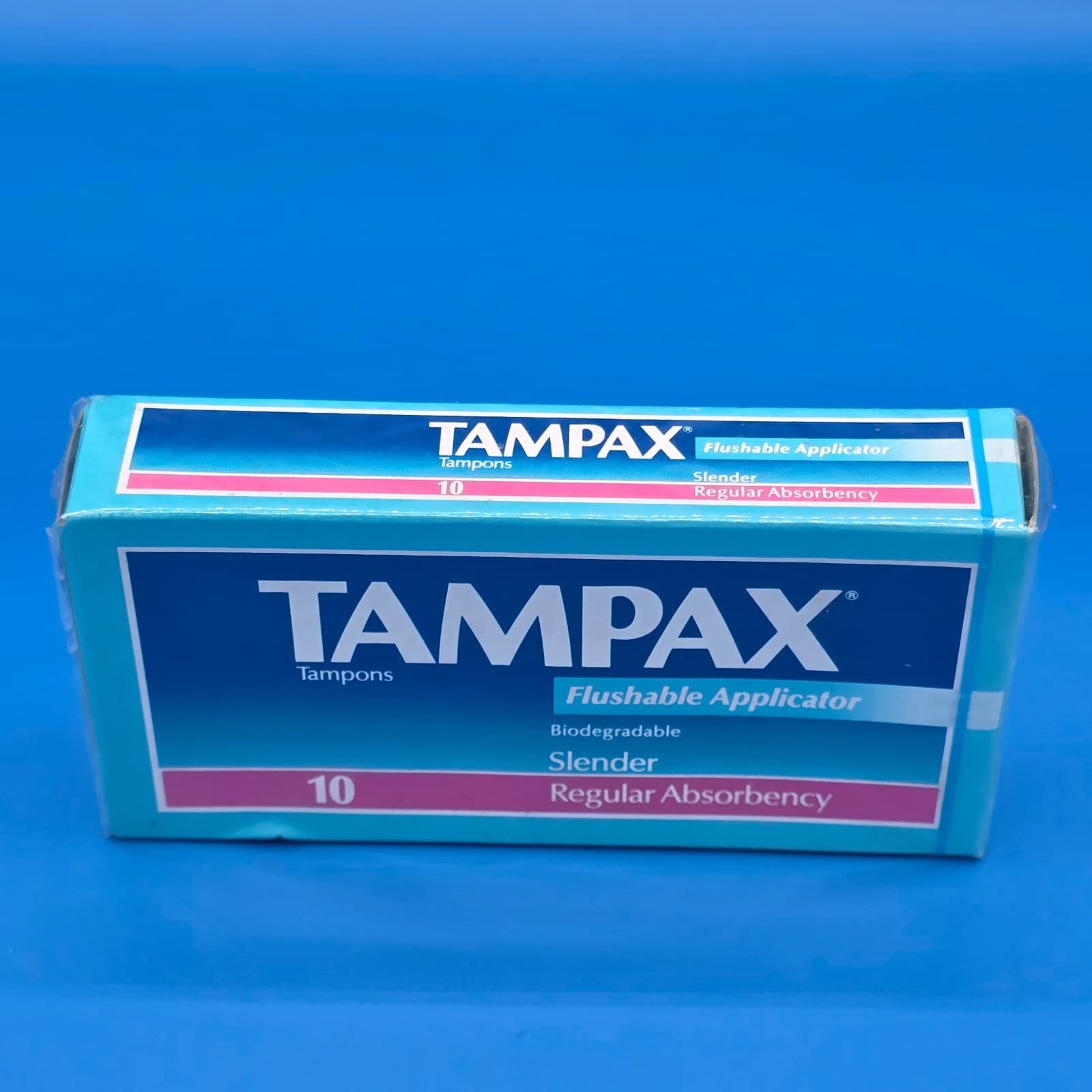 Vintage 1990 Tampax Tampons REGULAR Slender NEW 10 PACK - Thumbnail 2