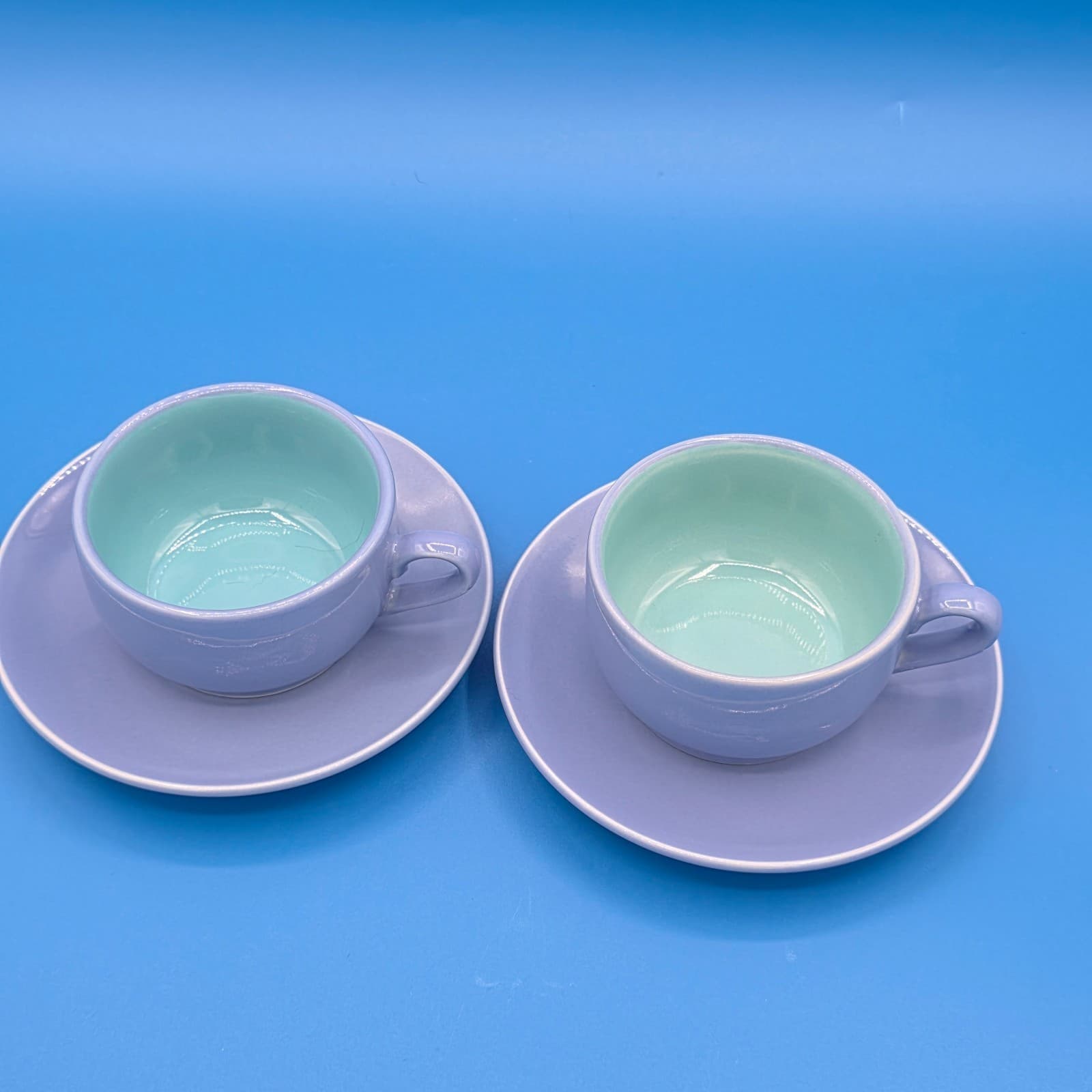 Lindt-Stymeist Colorways Demitasse Espresso Cups Saucers Set of 2 Blue Turquoise - Thumbnail 2