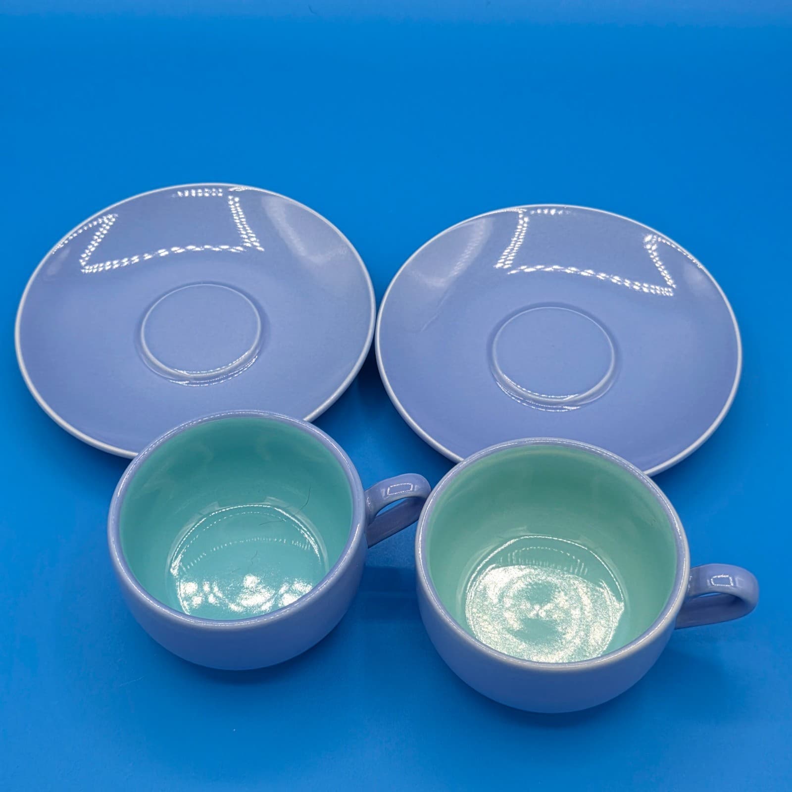Lindt-Stymeist Colorways Demitasse Espresso Cups Saucers Set of 2 Blue Turquoise - Thumbnail 3