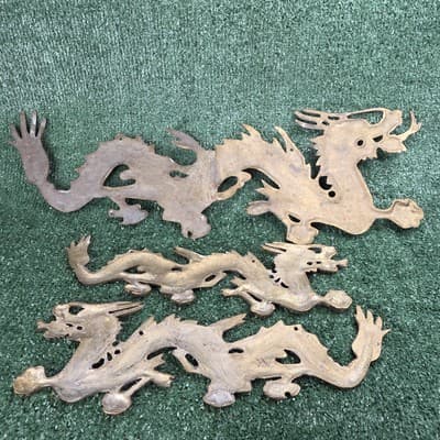Vintage Asian Solid Brass Large Dragon Hanging Wall Decor Made In India - Thumbnail 5