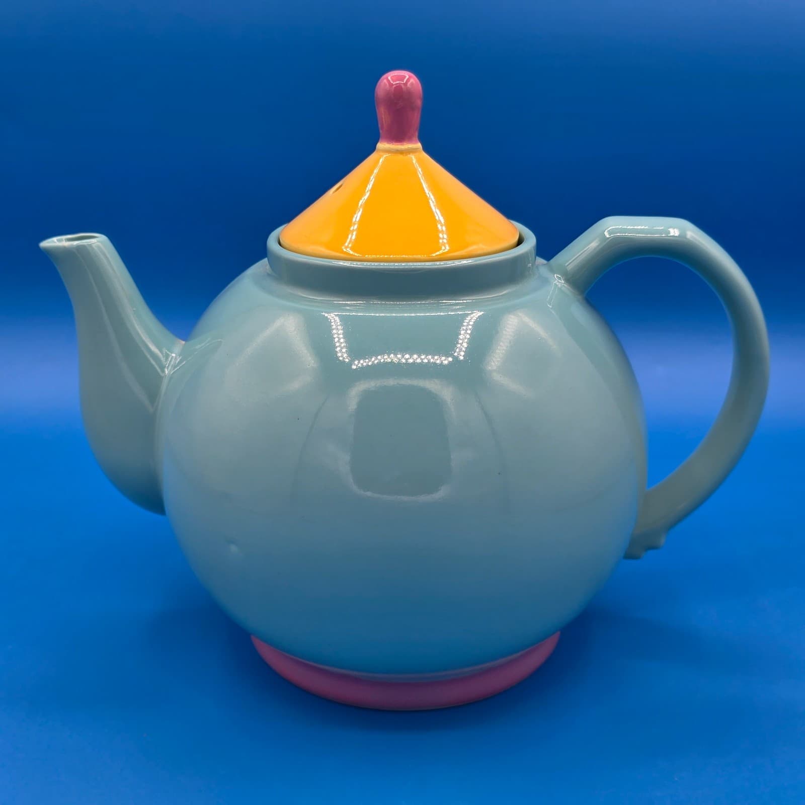 *REPAIRED* Vintage Tea Pot Lindt Stymeist Colorways Turquoise Yellow - Thumbnail 5