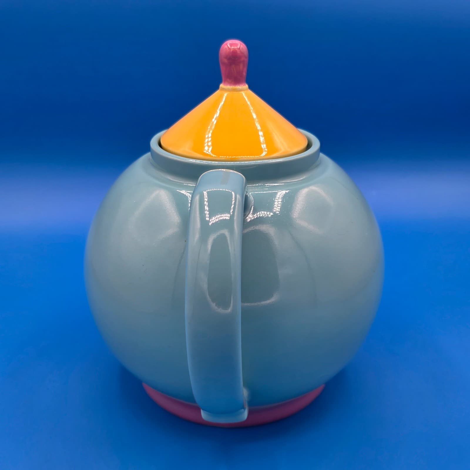 *REPAIRED* Vintage Tea Pot Lindt Stymeist Colorways Turquoise Yellow - Thumbnail 4