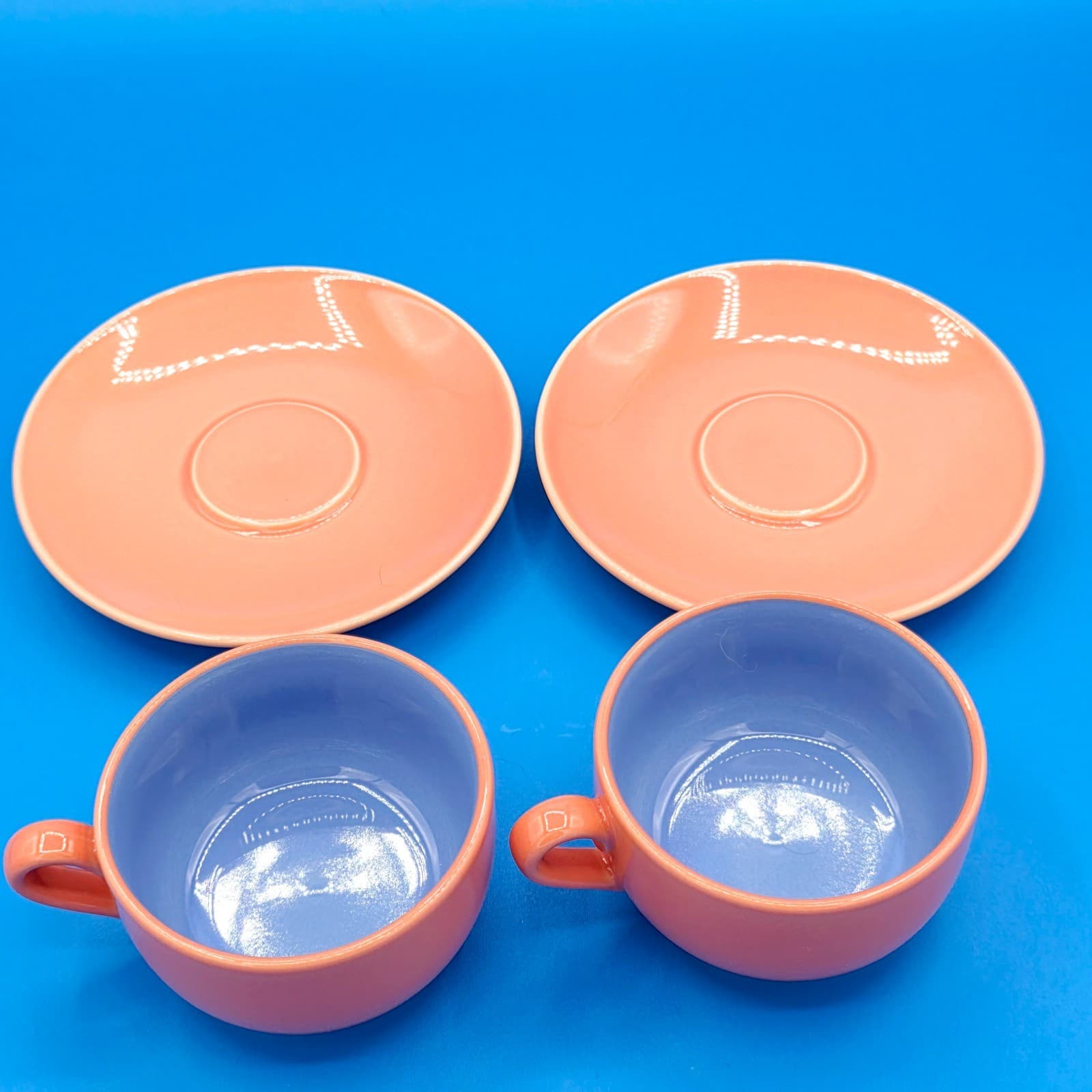 Lindt-Stymeist Colorways Demitasse Espresso Cups and Saucers Set of 2 Pink Blue - Thumbnail 3