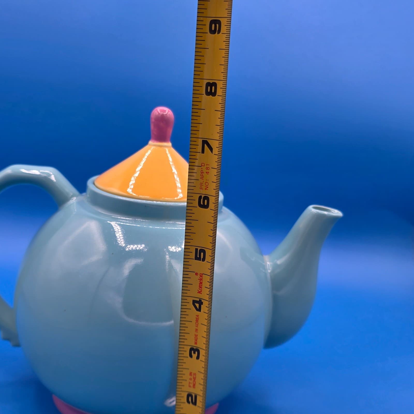 *REPAIRED* Vintage Tea Pot Lindt Stymeist Colorways Turquoise Yellow - Thumbnail 3