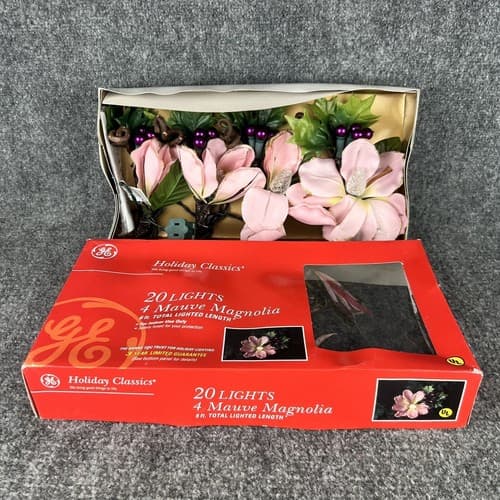 VTG 2001 General Electric Holiday Classic 20 Lights 4 Mauve Magnolia 6ft RARE - Thumbnail 2