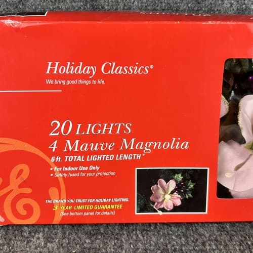 VTG 2001 General Electric Holiday Classic 20 Lights 4 Mauve Magnolia 6ft RARE - Thumbnail 4