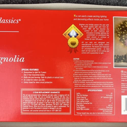 VTG 2001 General Electric Holiday Classic 20 Lights 4 Mauve Magnolia 6ft RARE - Thumbnail 8