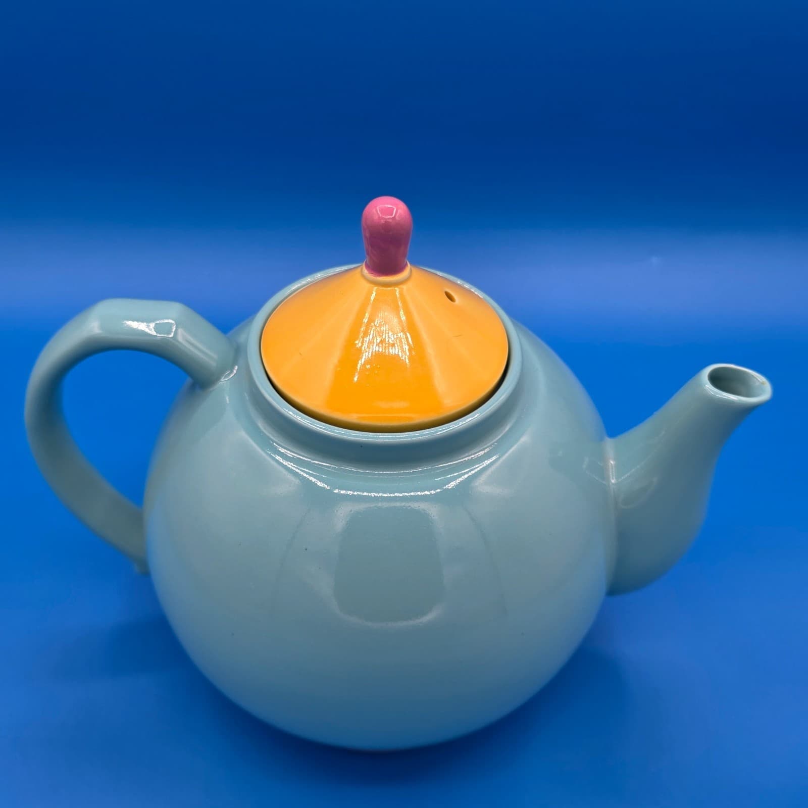 *REPAIRED* Vintage Tea Pot Lindt Stymeist Colorways Turquoise Yellow - Thumbnail 2