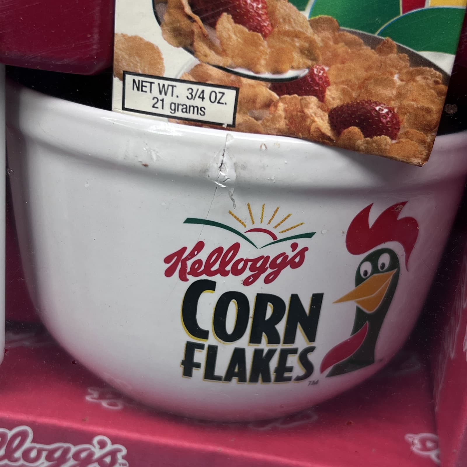 READ 1999 Kellogg’s Corn Flakes Ceramic Cereal Bowl Set w/ Spoons And Cereal - Thumbnail 2