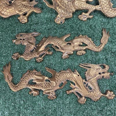 Vintage Asian Solid Brass Large Dragon Hanging Wall Decor Made In India - Thumbnail 4