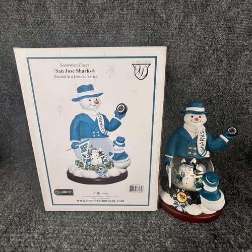 2002 Memory Company NHL San Jose Sharks 2nd Limited Series Snowman Snow Globe - Thumbnail 2