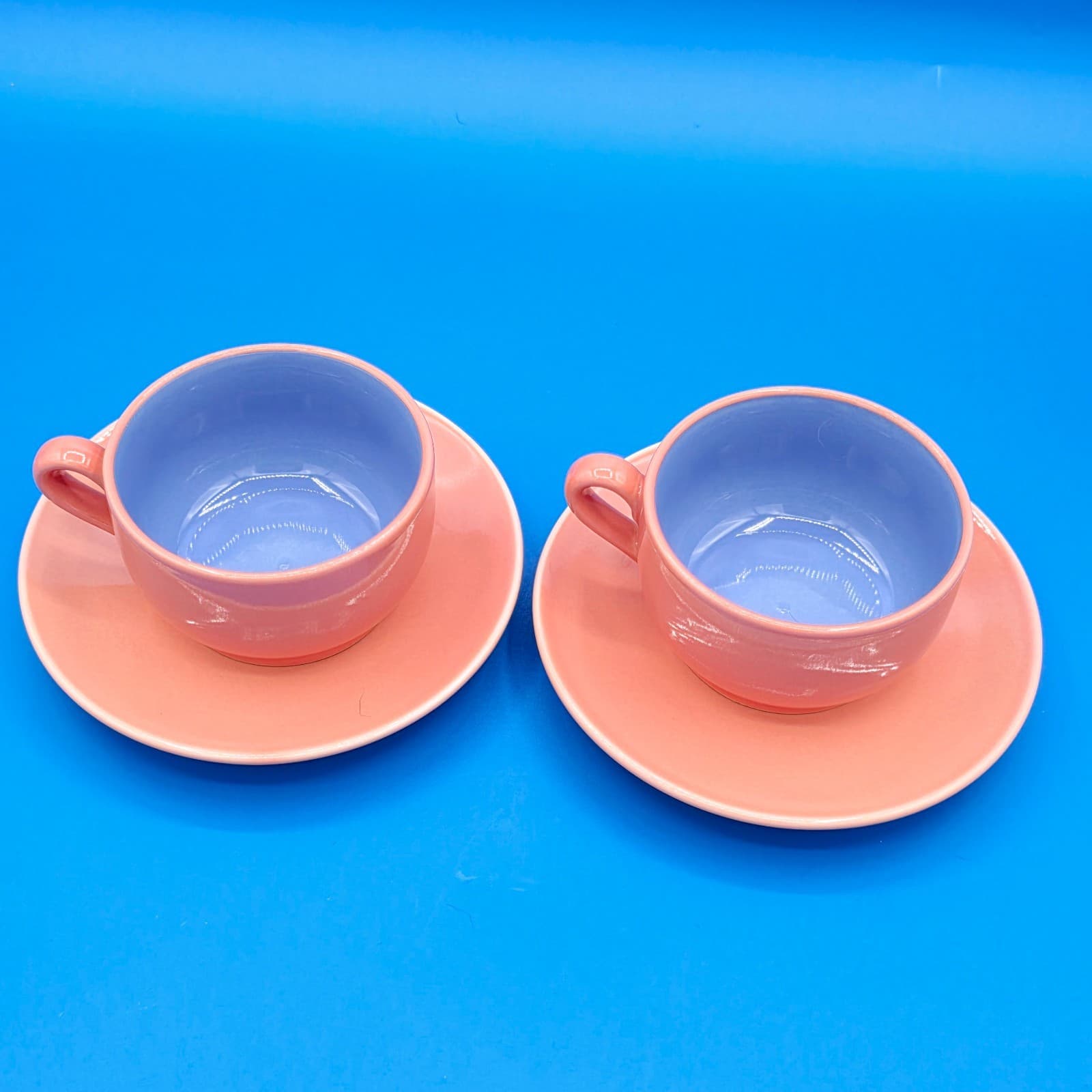 Lindt-Stymeist Colorways Demitasse Espresso Cups and Saucers Set of 2 Pink Blue - Thumbnail 2