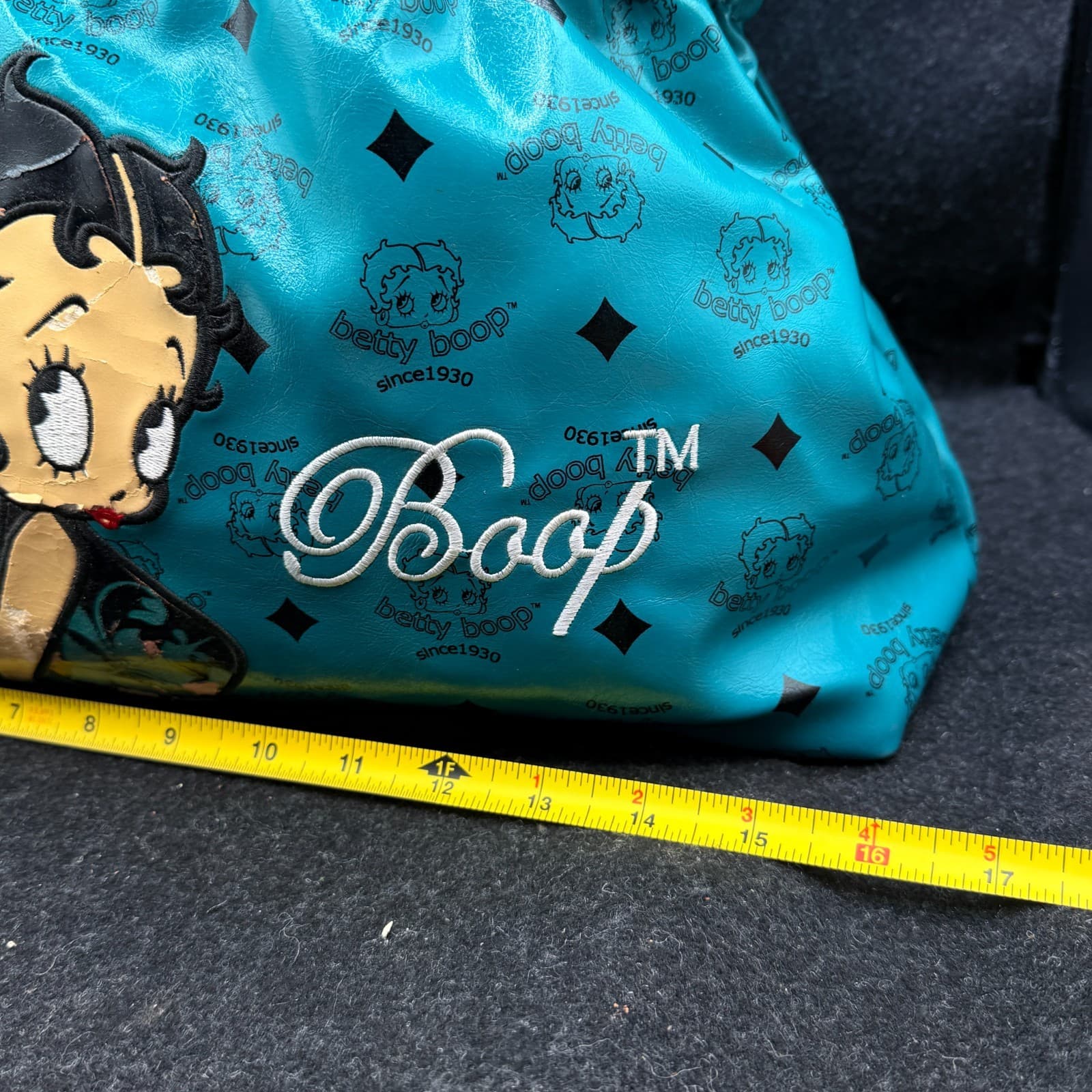 2011 Official Betty Boop Handbag Teal Faux Leather Purse - Thumbnail 7