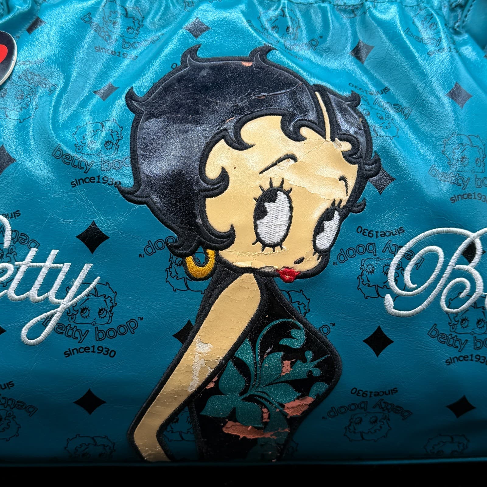 2011 Official Betty Boop Handbag Teal Faux Leather Purse - Thumbnail 3
