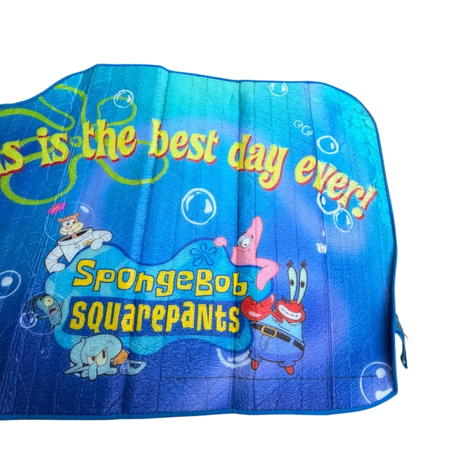 SpongeBob Auto Sun Shade for Car Windshield 'This Is The Best Day Ever' 2002 HTF - Thumbnail 4