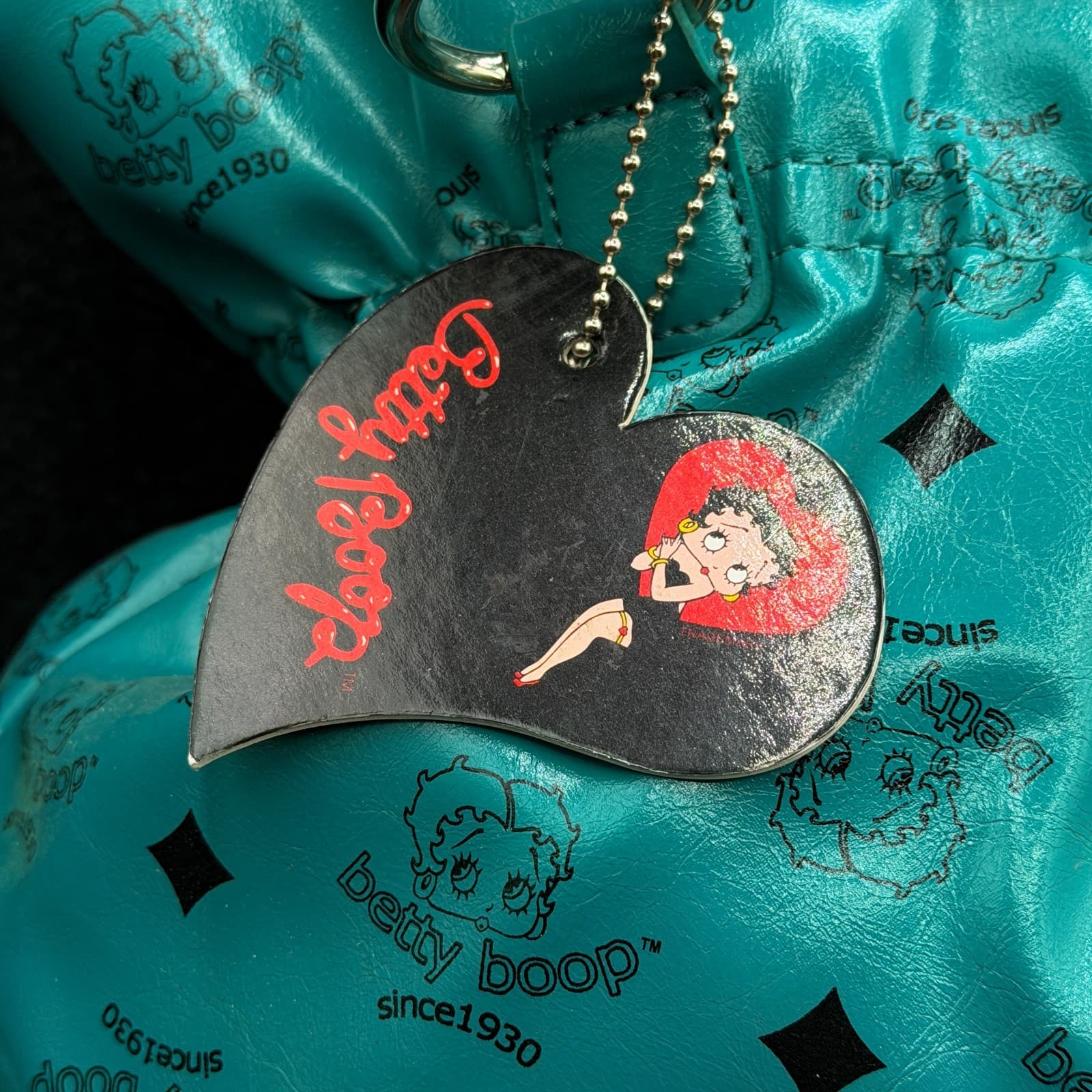 2011 Official Betty Boop Handbag Teal Faux Leather Purse - Thumbnail 14