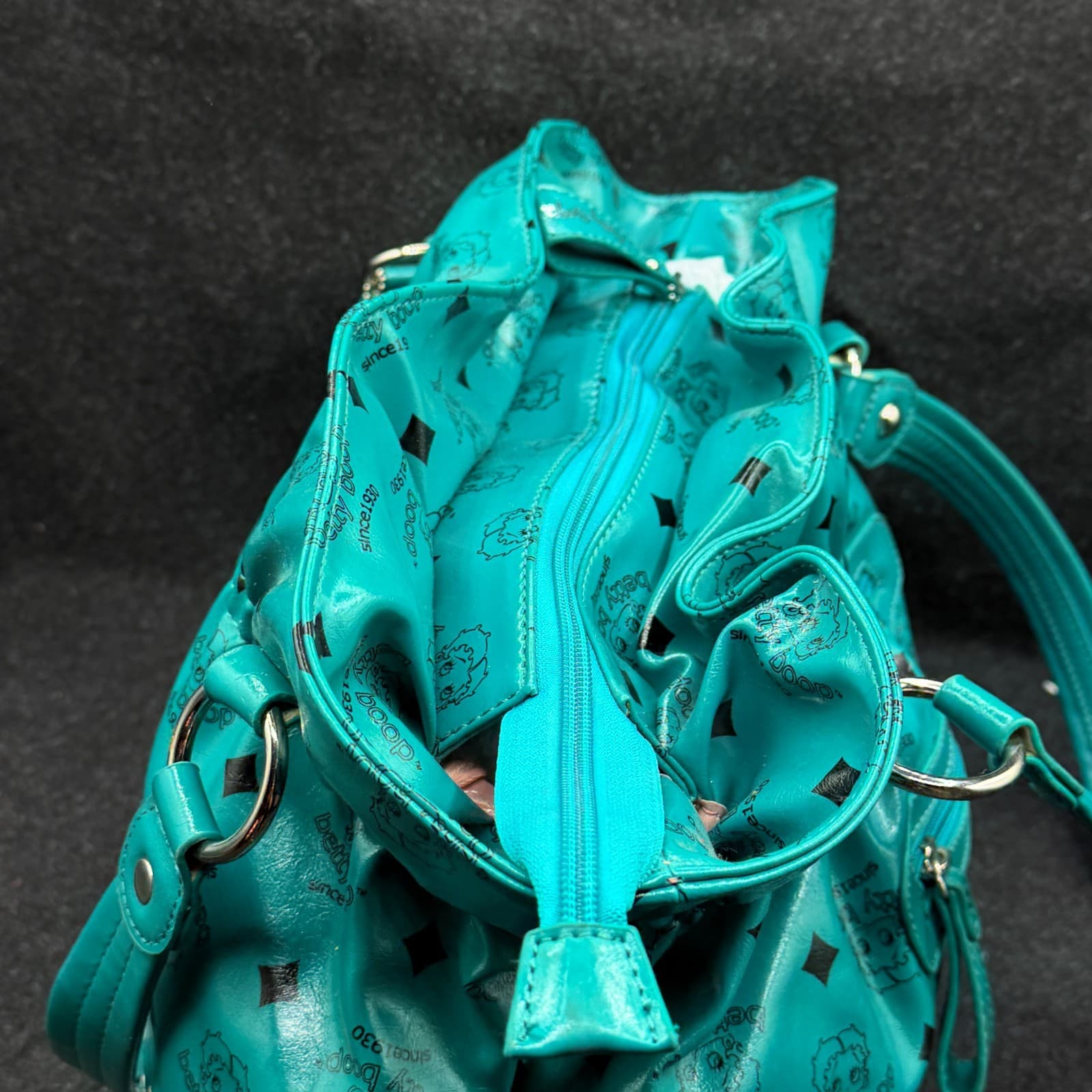 2011 Official Betty Boop Handbag Teal Faux Leather Purse - Thumbnail 9