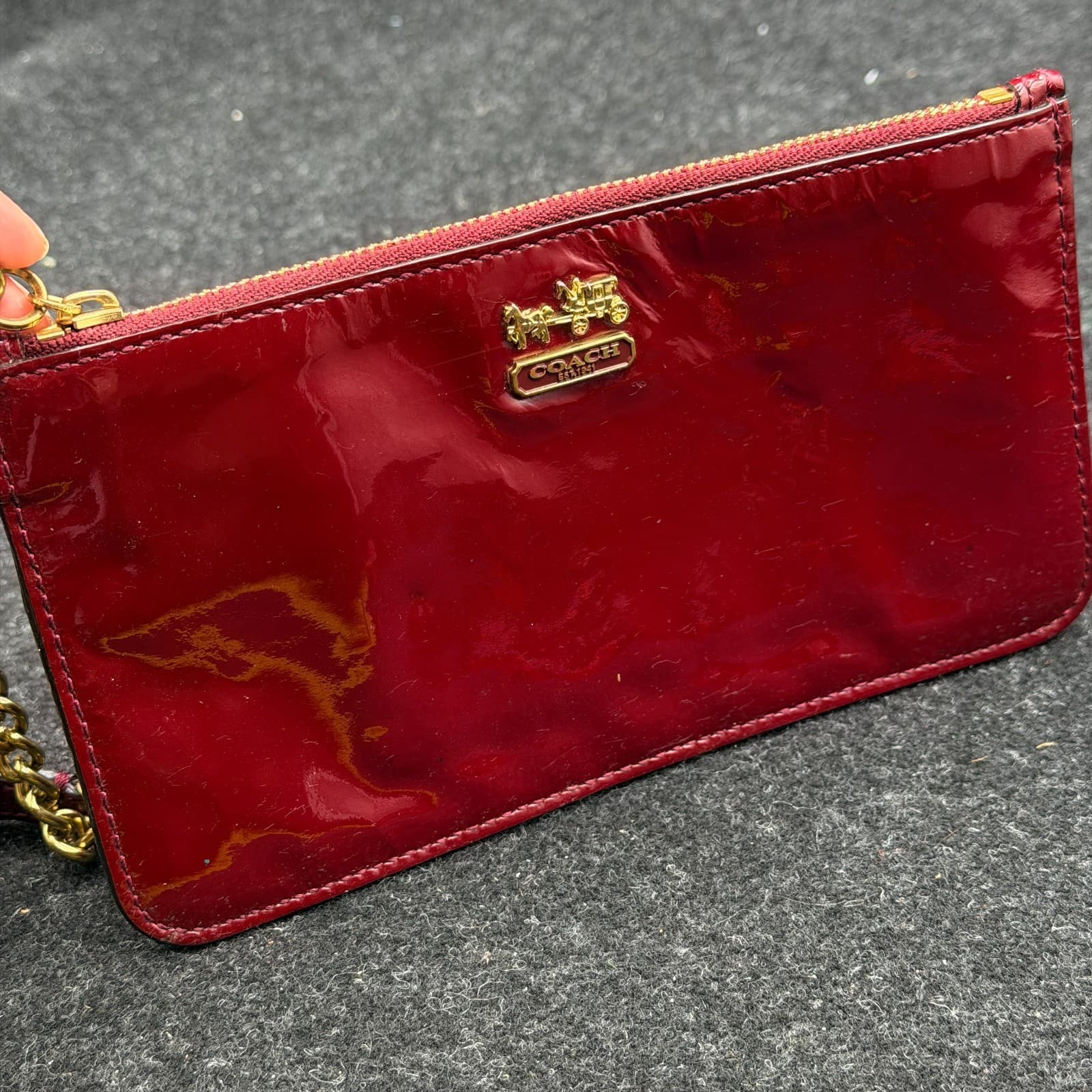 Coach 47941 Madison Crimson Patent Leather Slim Wristlet Wallet - Thumbnail 7