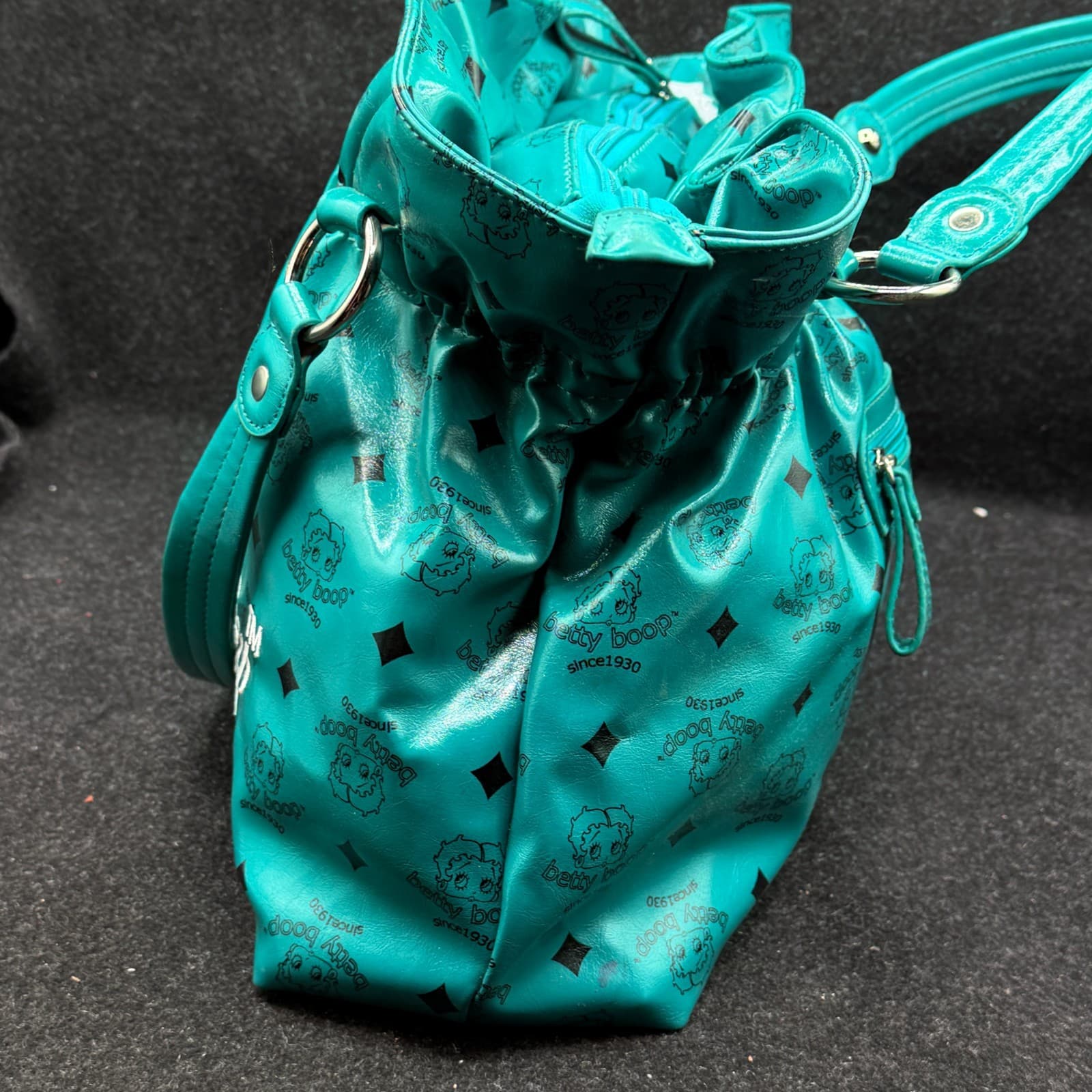 2011 Official Betty Boop Handbag Teal Faux Leather Purse - Thumbnail 10