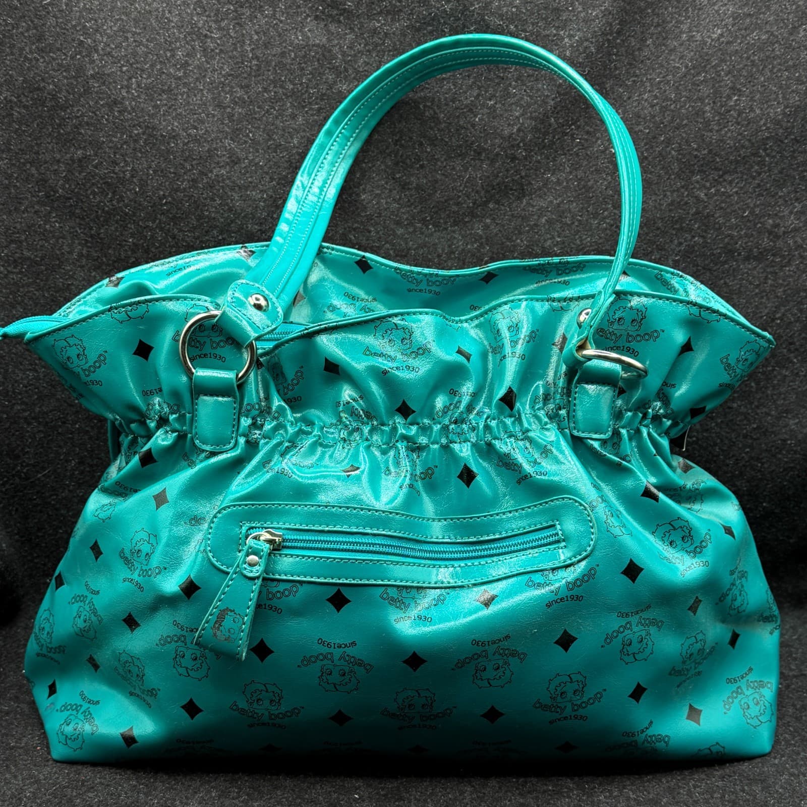 2011 Official Betty Boop Handbag Teal Faux Leather Purse - Thumbnail 12