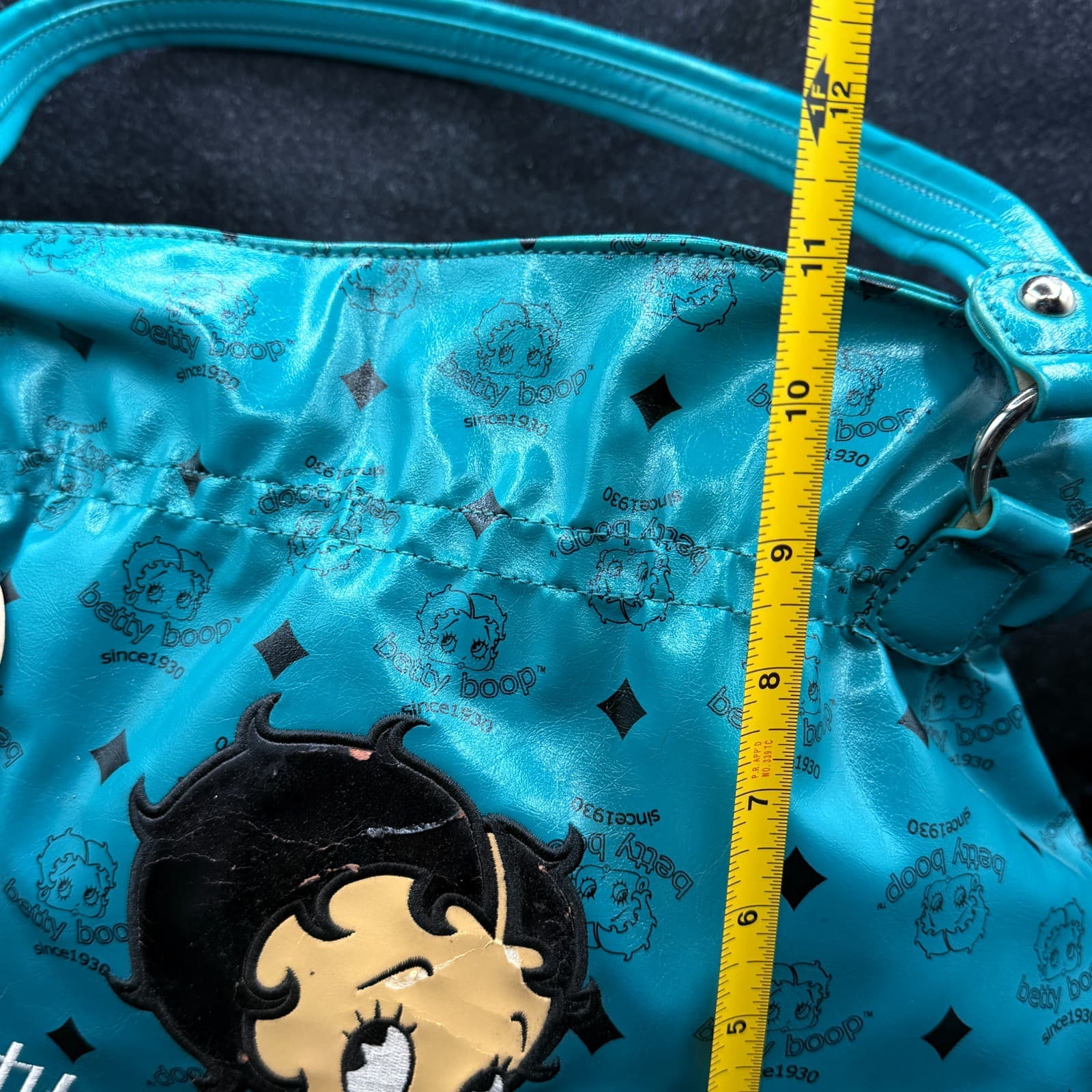 2011 Official Betty Boop Handbag Teal Faux Leather Purse - Thumbnail 6