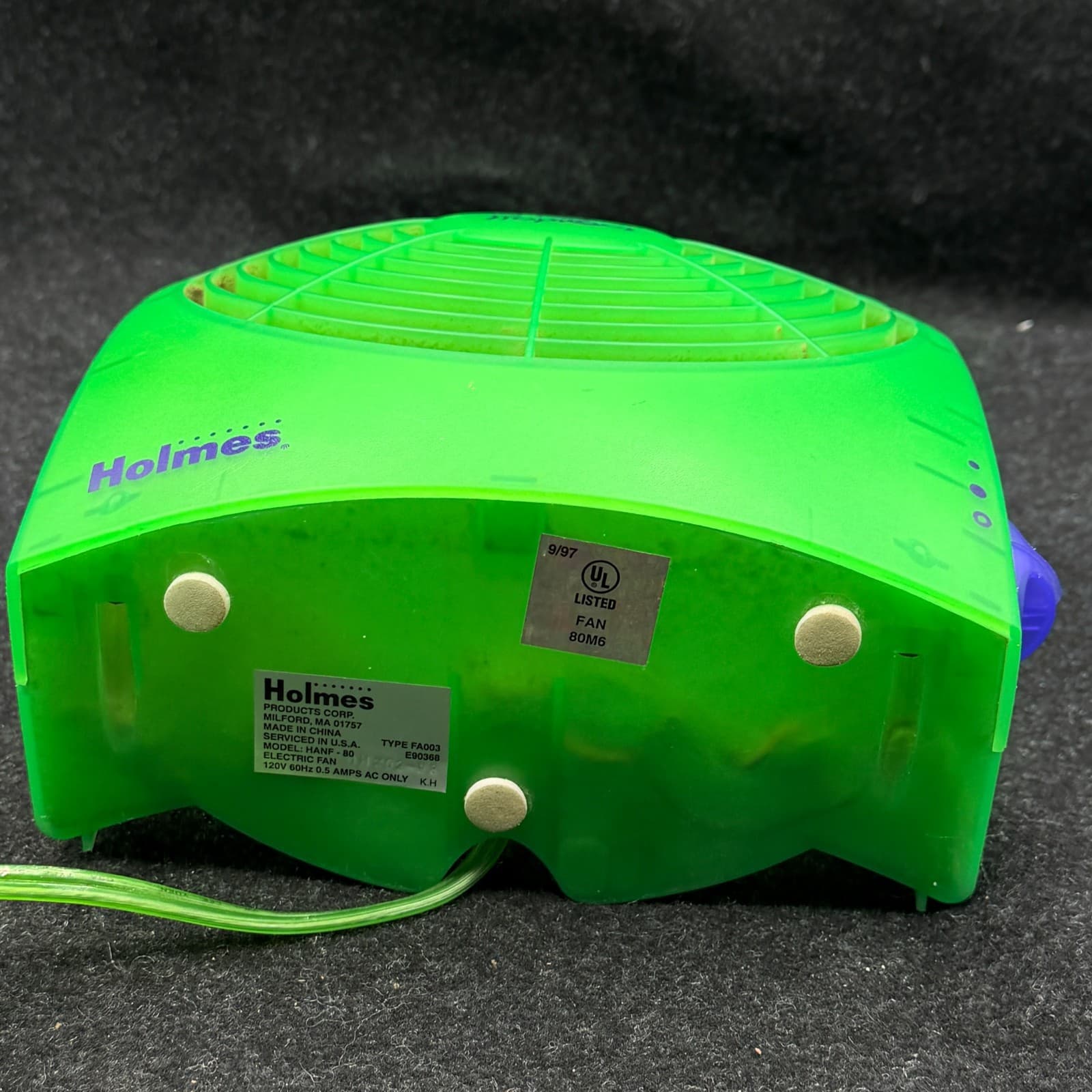 90s Holmes Tropicool Desktop Electric Fan Green Vintage Tested Works - Thumbnail 8