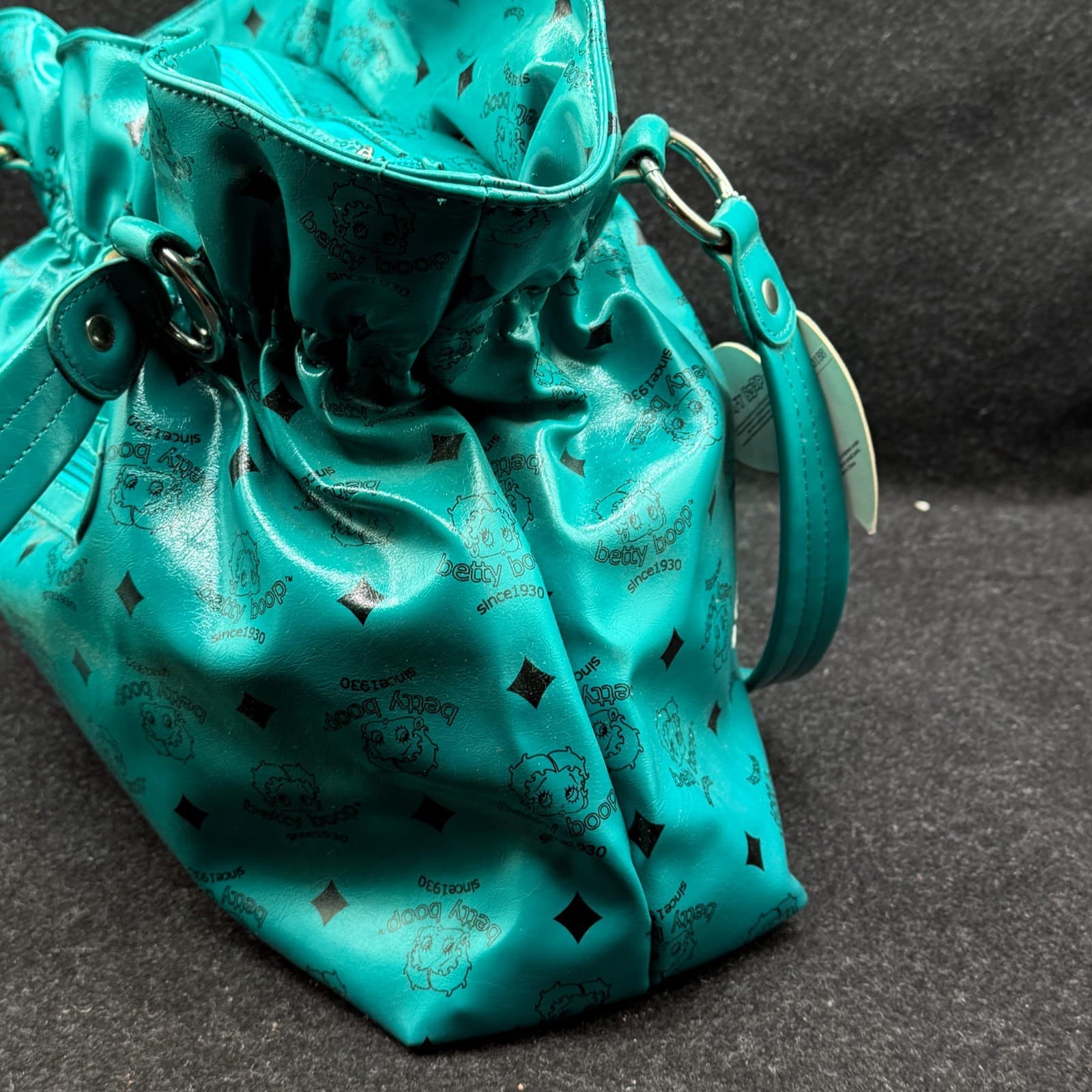 2011 Official Betty Boop Handbag Teal Faux Leather Purse - Thumbnail 8