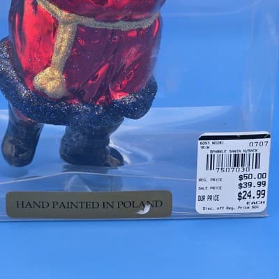 VTG Northstar 7" Sparkle Santa w/ Sack Christmas Ornament Poland Blown Glass - Thumbnail 2