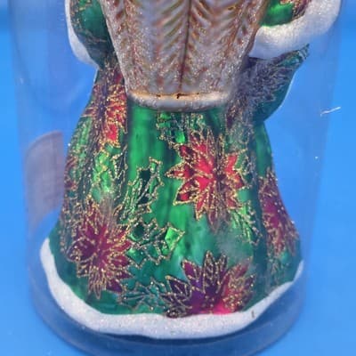 VTG Northstar Poland 8.5" Blown Glass Poinsettia Santa Christmas Tree Ornament - Thumbnail 6