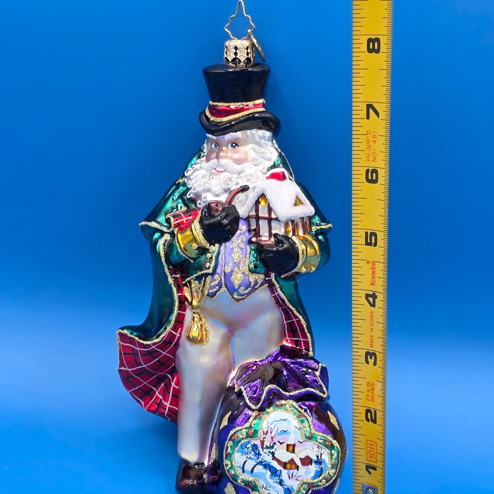 Christopher Radko Quite The Dickens Santa Claus Glitter Glass Ornament 7.5” - Thumbnail 7