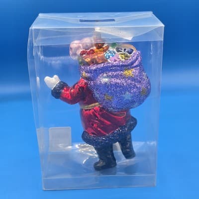 VTG Northstar 7" Sparkle Santa w/ Sack Christmas Ornament Poland Blown Glass - Thumbnail 5