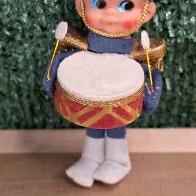 Vintage Felt Drummer Pixie Elf Toy Soldier Christmas Ornament JAPAN 4" MCM - Thumbnail 3