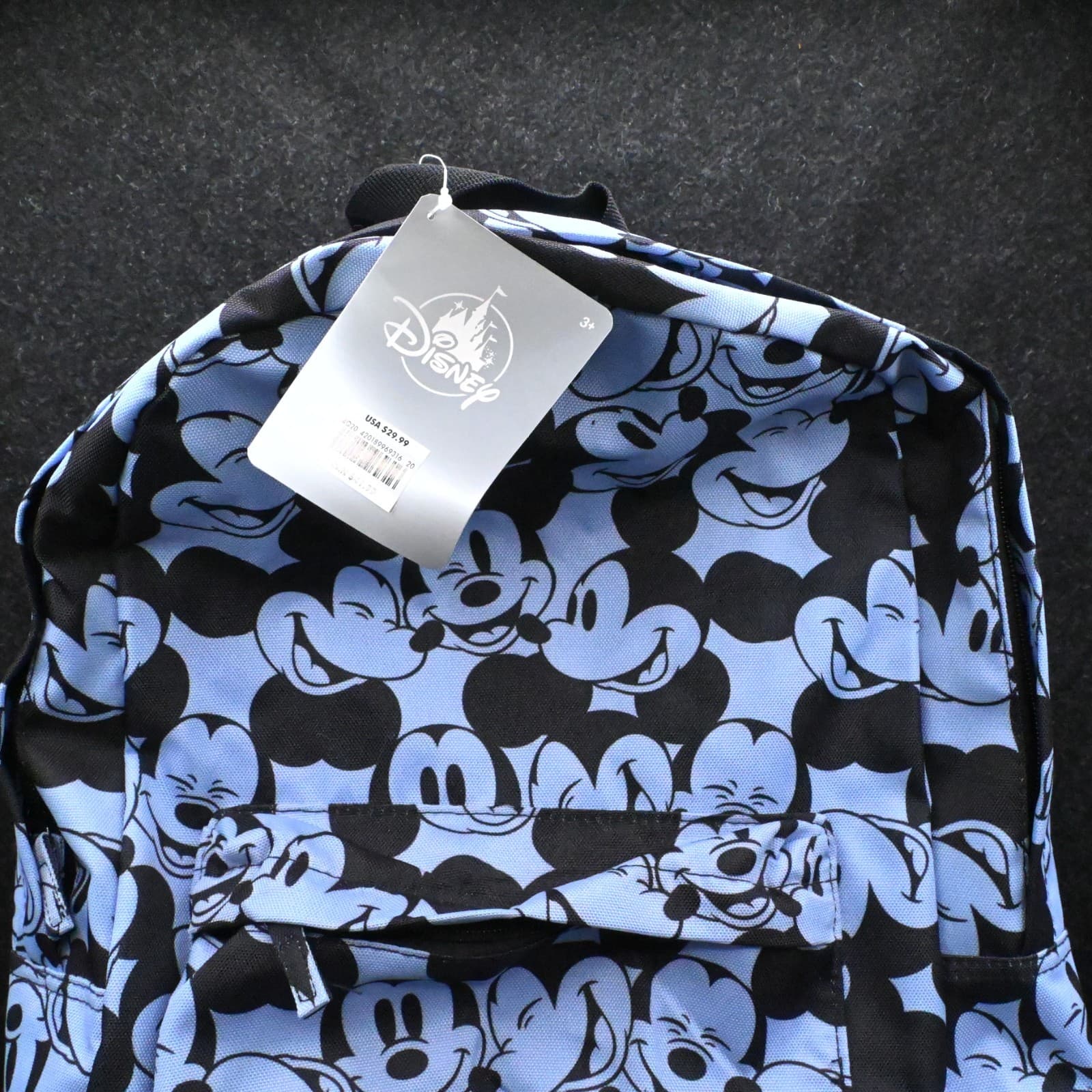 NWT Disney Store Mickey Mouse Expressions 18" School Backpack Blue Laptop Sleeve - Thumbnail 3